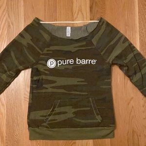 Camo print pure barre pullover sweater